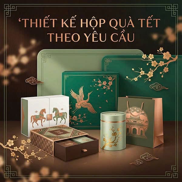 Hộp quà Tết 2027 cao cấp in logo doanh nghiệp